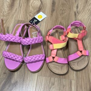 Pink Braided Sandals and Colorful Strap Sandals